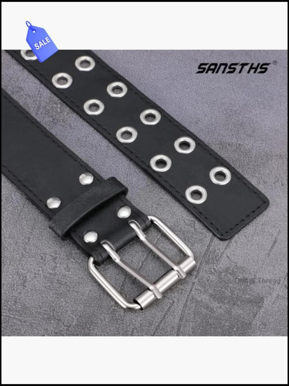 Women's Studded Double Grommet Punk Belt Faux Leather Y2K
